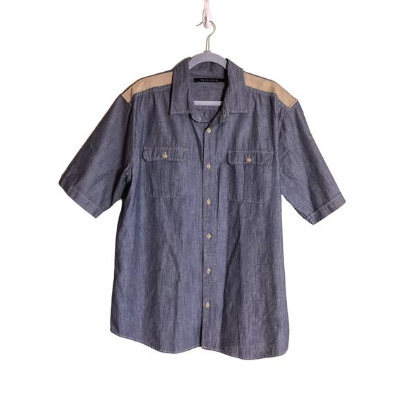 Sean John Mens Denim Button Down Short/SL Shirt  Sz. 2XL EUC - Picture 1 of 10